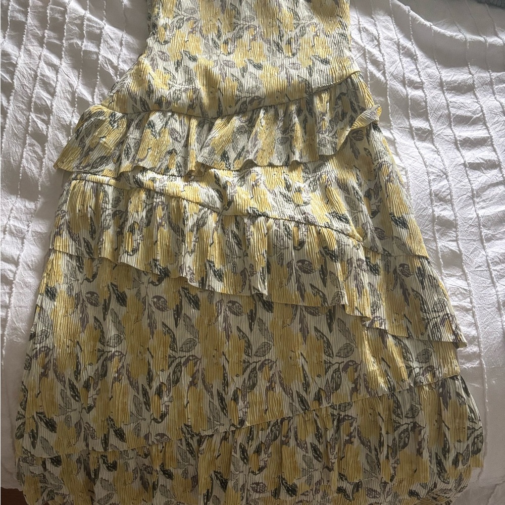 Yellow Floral Ruffle Dress